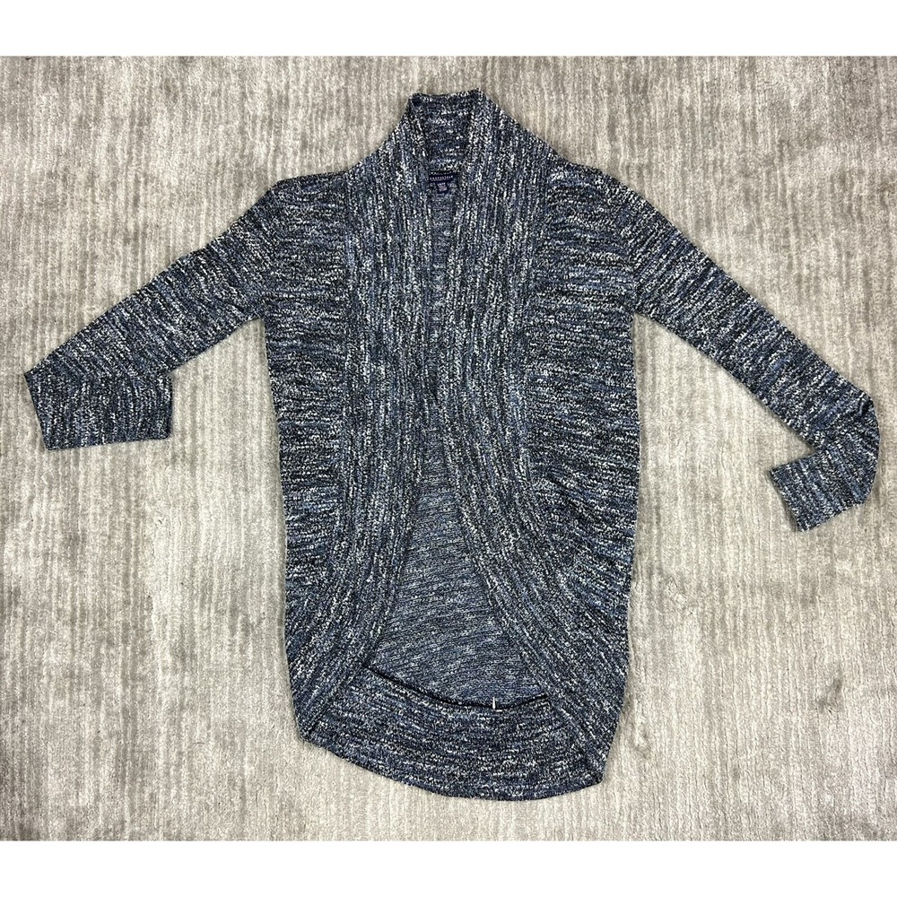 Aeropostale Cardigan Womens XS Blue Space Dye Open Front Shawl Collar Sweater